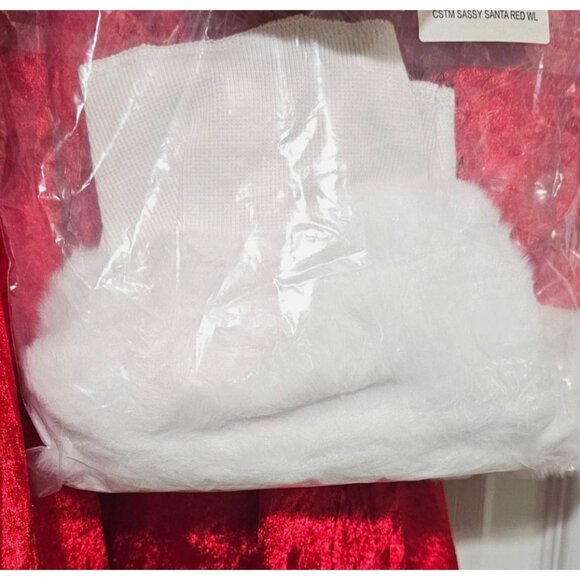 Sassy Santa Costume Sexy Mrs Claus Hooded Dress Faux Fur Boot Toppers Christmas - Picture 4 of 7
